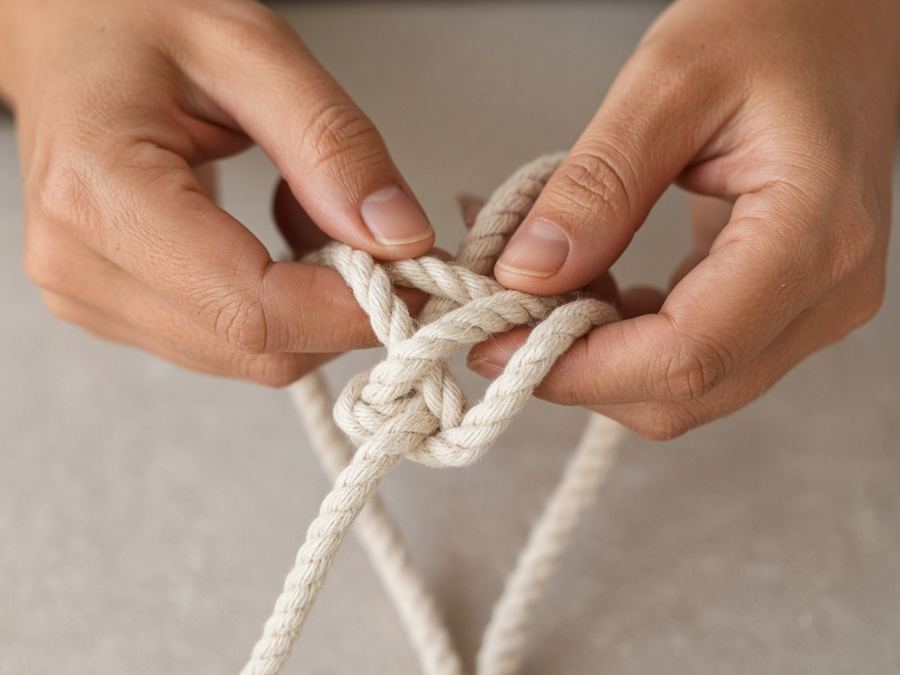 Hands working through the measure step